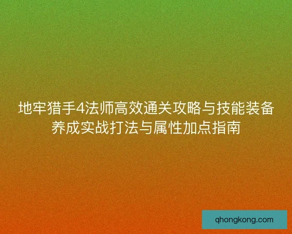 地牢猎手4法师高效通关攻略与技能装备养成实战打法与属性加点指南